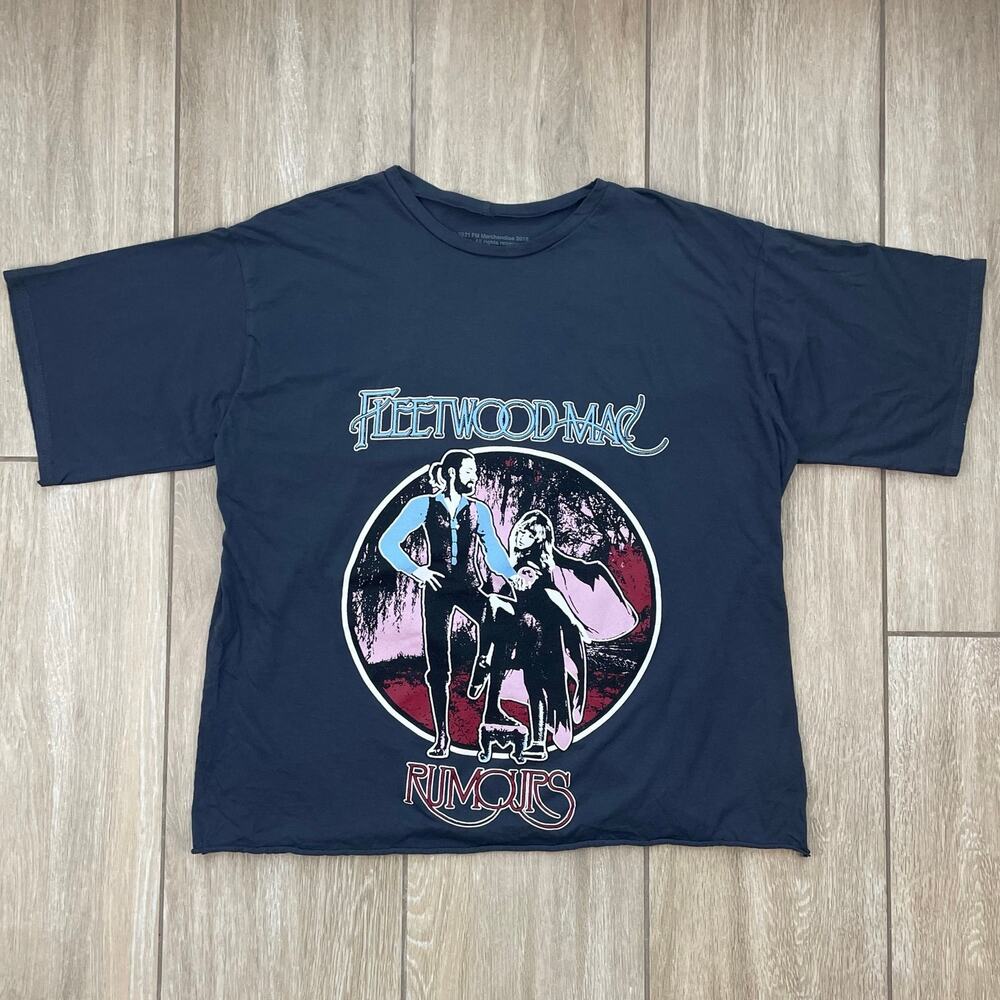 Fleetwood Mac Rumours Band T Shirt Men Large Gray Graphic Raw Cut Hem Cotton
